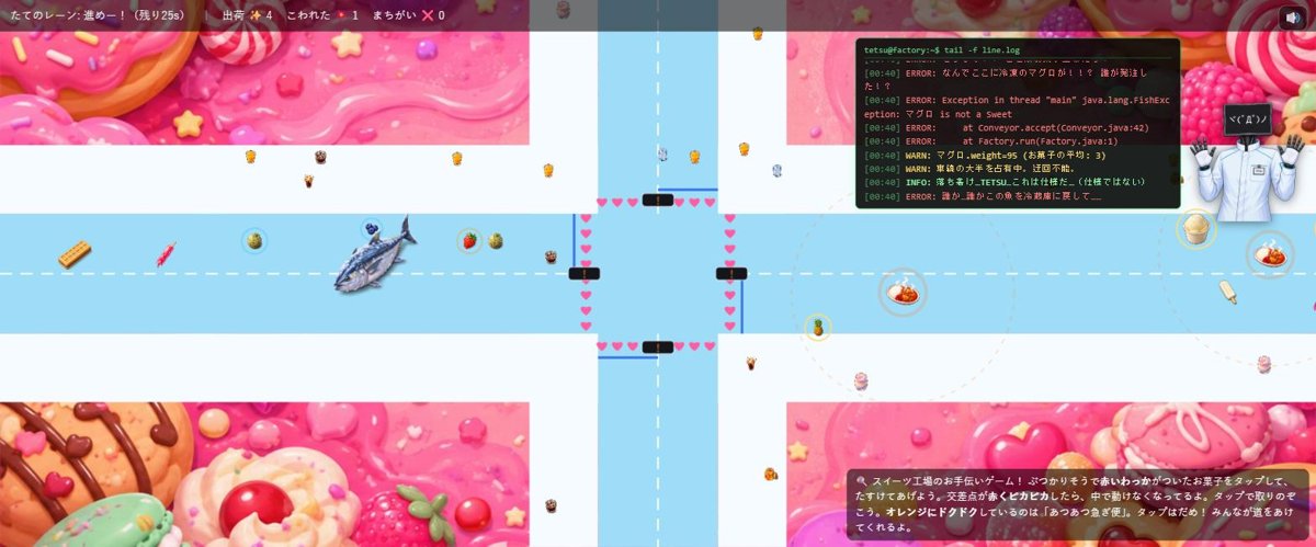 スイーツファクトリー ── 冷凍マグロが乱入した交差点と、慌てる工場長ロボTETSU君